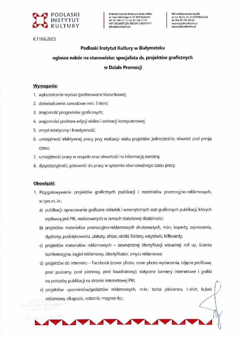 Nabór na stanowisko specjalista ds. projektów graficznych